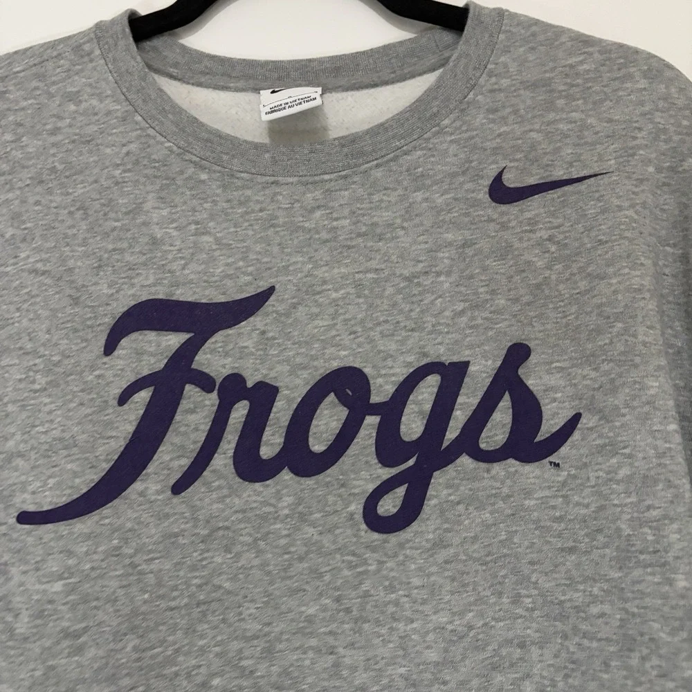 Nike TCU Horned Frogs Sweatshirt Mens Large Gray Big 12 Crewneck Tech Fleece